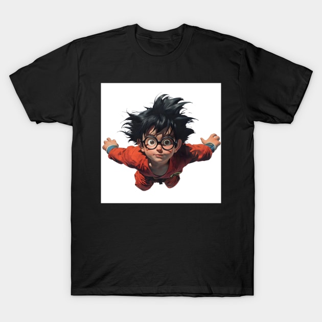 Akira Toriyama Flying In Red Dress Wearing Cute Glasses T-Shirt by DiventDigitals